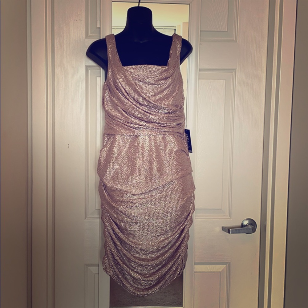Express Rose Gold Metallic Dress NWT